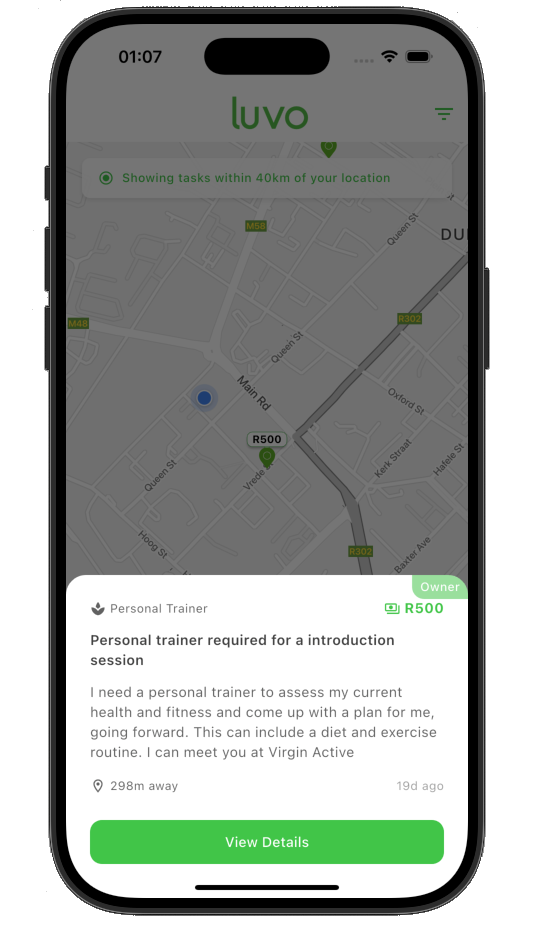 Luvo App Map Details