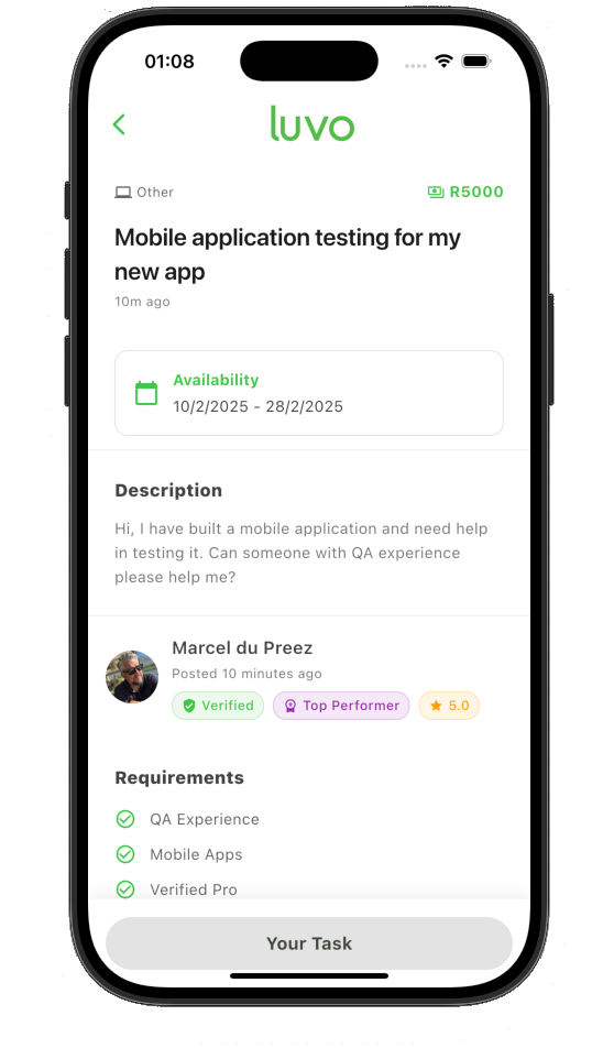 Luvo App Task Details